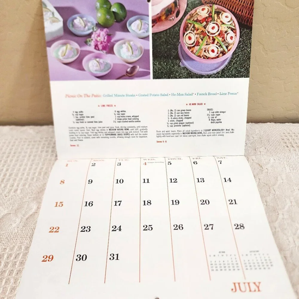 1973 MCM Vintage Unused Tupperware Calendar + Mailing Envelope and Letter NOS